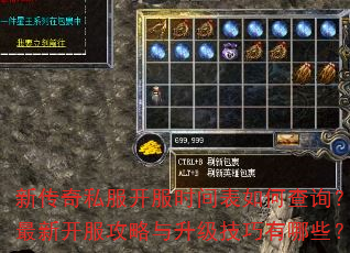 新传奇私服开服时间表如何查询?最新开服攻略与升级技巧有哪些? 新传奇私服开服时间表如何查询?最新开服攻略与升级技巧有哪些?