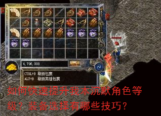 如何快速提升我本沉默角色等级?装备选择有哪些技巧? 如何快速提升我本沉默角色等级?装备选择有哪些技巧?